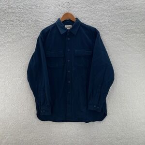 LL Bean Shirt Mens L Navy Blue Chamois Heavy Flannel Outdoor Cabin Gorpcore